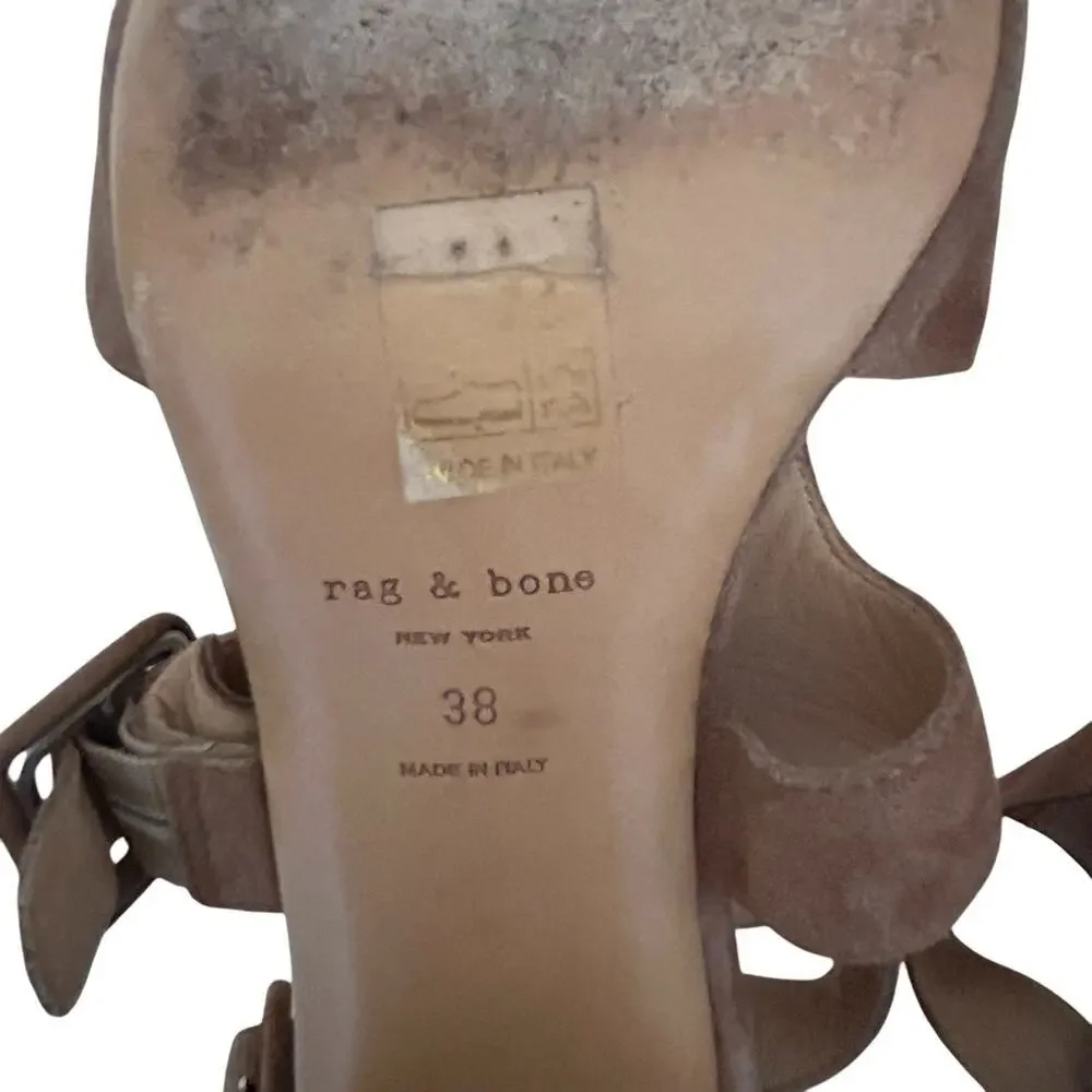 RAG & BONE Women’s Suede Open Toe Matteo Sandal Block Heel B Size 7.5 US 38 EU